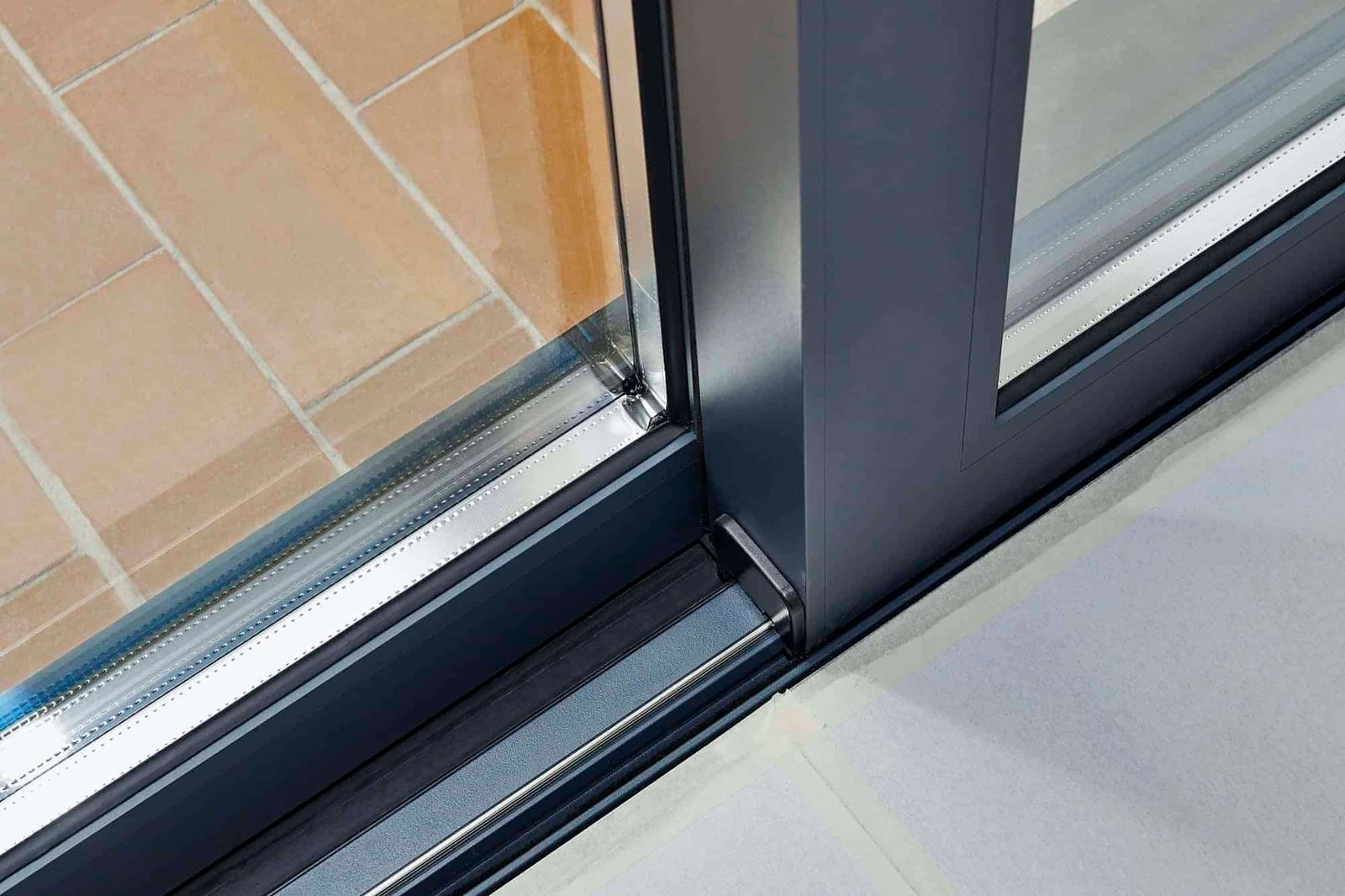 Sliding glass door detail and rail